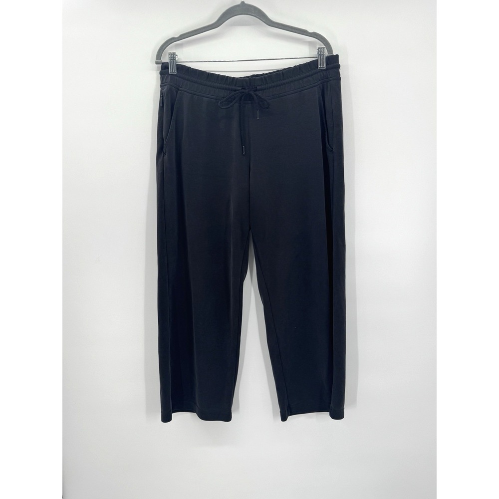 Athleta Seasoft Wide Leg Cropped Pants Large Jogger Stretch Ultra-Soft Beachy